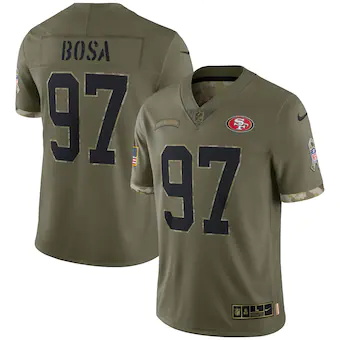 mens nike nick bosa olive san francisco 49ers 2022 salute t